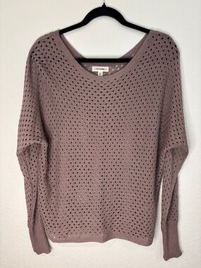 eesome Open-Knit Mauve Scoop Neck Sweater